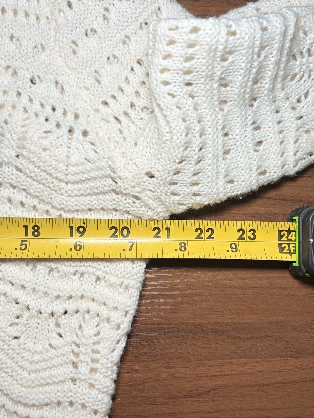 Cream Crochet Knit Cardigan Sweater | Boho Tie Front Top | Coastal Cottagecore - Picture 11 of 12